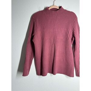 TBS Women’s Wool Blend Knit Ribbed Turtleneck Sweater Size 42 EU/ L US Dust Pink